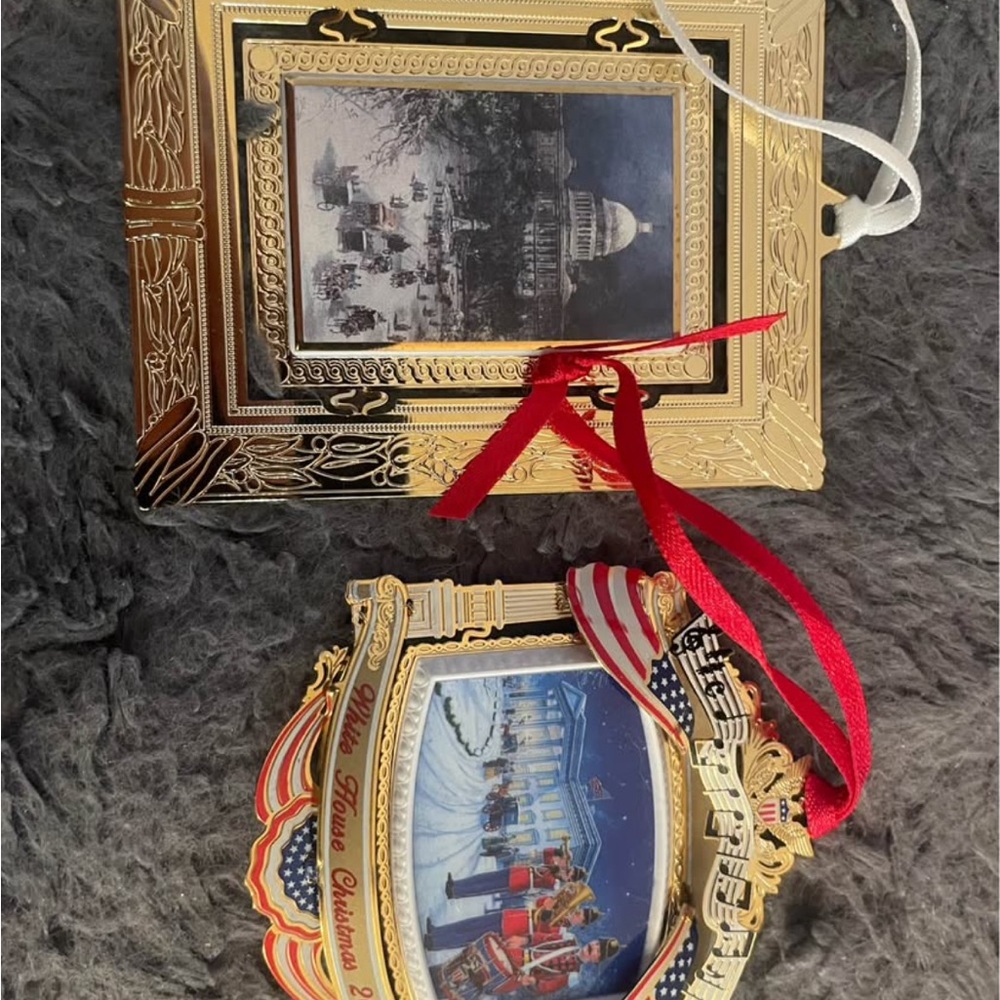 Festive Gold and Red Picture Frame Ornaments